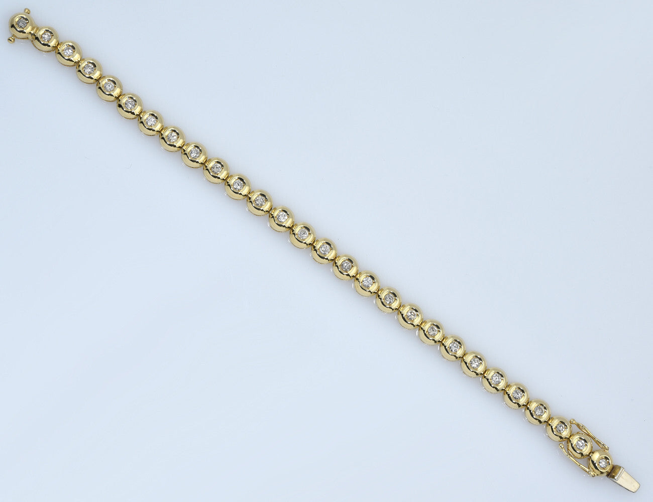 Tennis Armband 585/000 14 K Gelbgold 28 Brillanten zus. 2,00 ct, 19 cm