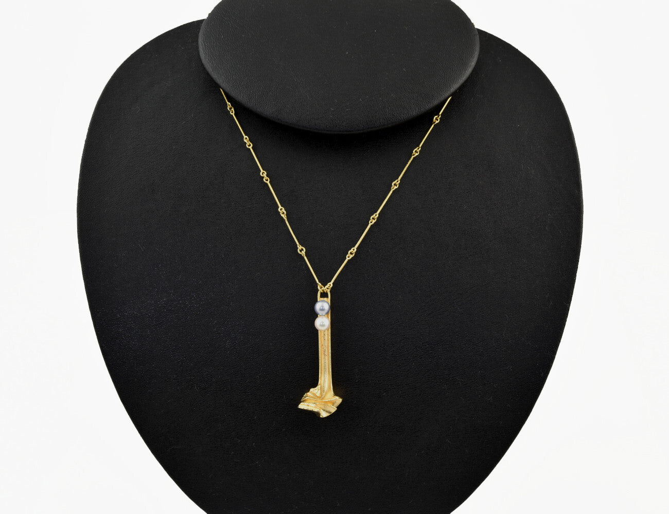 Lapponia Kette Collier 585/000 14 K Gelbgold 2 Perlen 50 cm