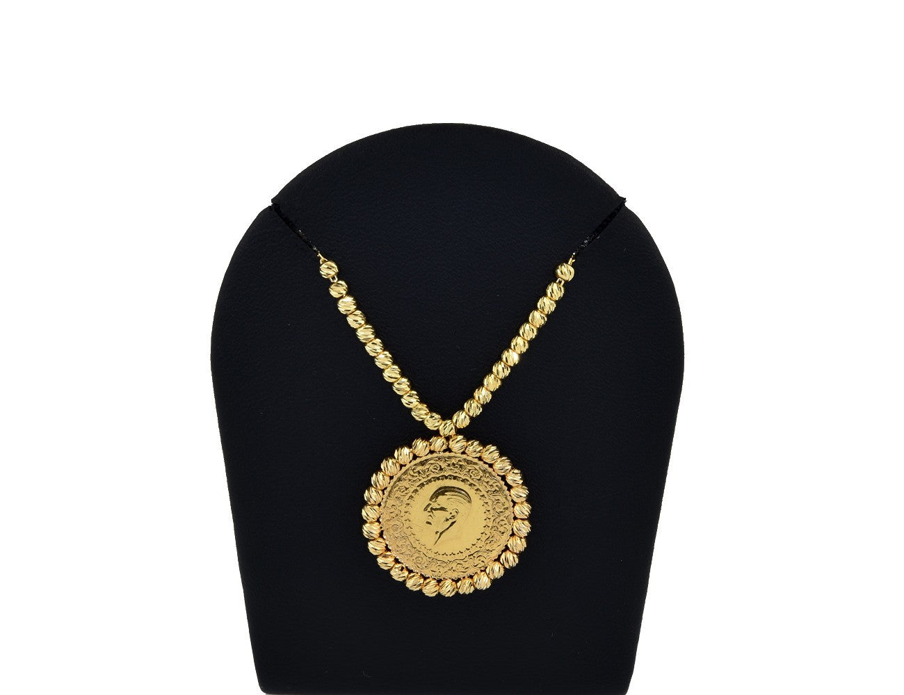 Anhänger Münze 25 Kurush 916/000 Gold mit Kette und Münzfassung 585 - 14 K Gold