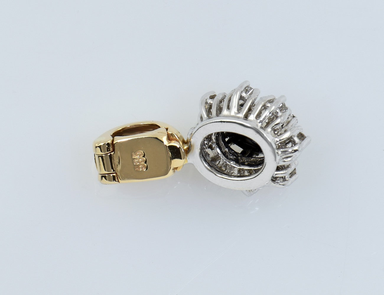 Anhänger Saphir Diamant 585/000 14 K Gelb-Weißgold 8 Brillanten zus. 0,08 ct