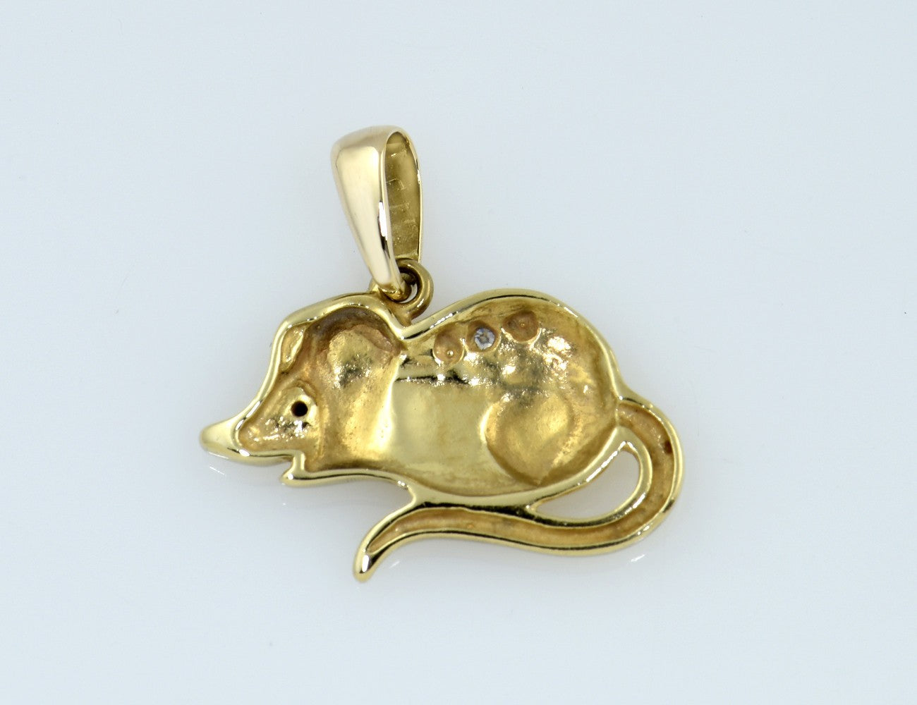 Anhänger Maus mit 1 Diamant  585/000 14 K Gelbgold