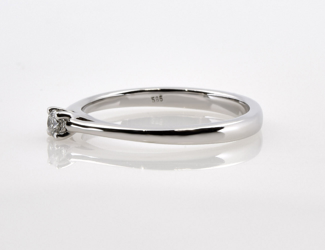 Solitär Diamant Ring 585/000 14 K Weißgold Brillant 0,10 ct
