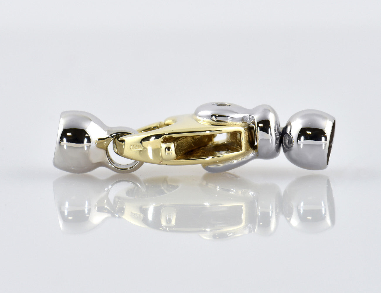 Perlenkettenschloß 585/000 14 K Gelb-, Weißgold 2 Diamanten zus. 0,03 ct