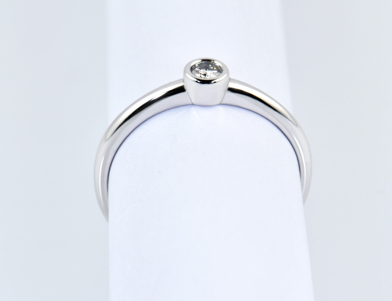 Solitär Diamant Ring 585/000 14 K Weißgold Brillant 0,09 ct