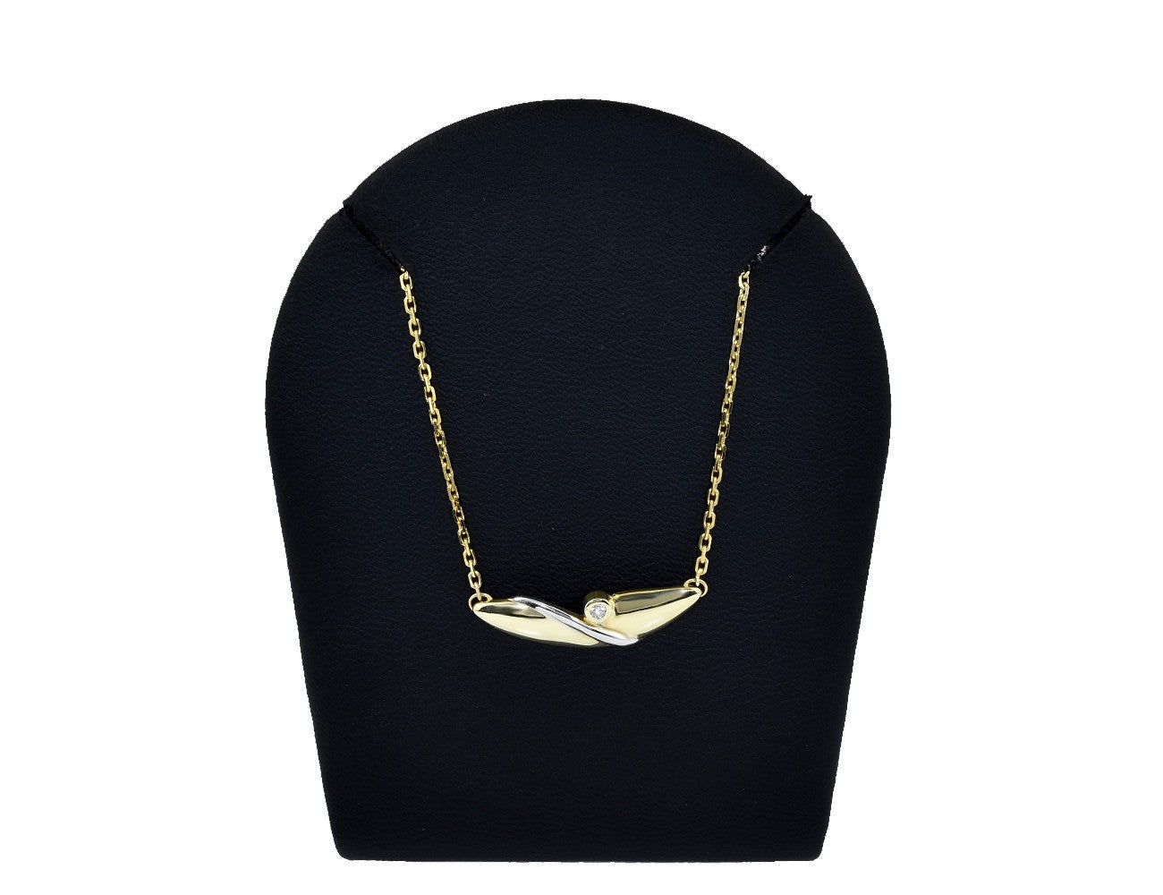 Kette 585/000 14 K Gelbgold Collier 1 Brillant 0,02 ct, 42 cm lang