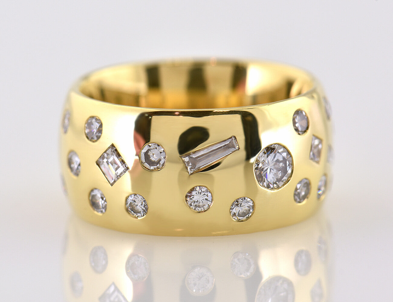 Diamant Ring 750 18 K Gelbgold 22 Diamanten zus. 1,00 ct