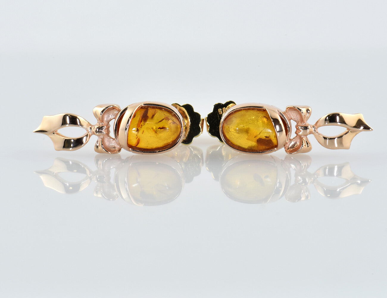 Ohrringe Ohrstecker 585/000 14 K Gelbgold Bernstein