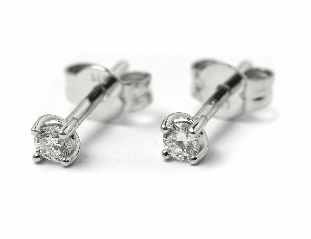 Solitär Brillant Ohrstecker Ohrringe 585 14K Weißgold, 2 Diamanten zus. 0,195 ct
