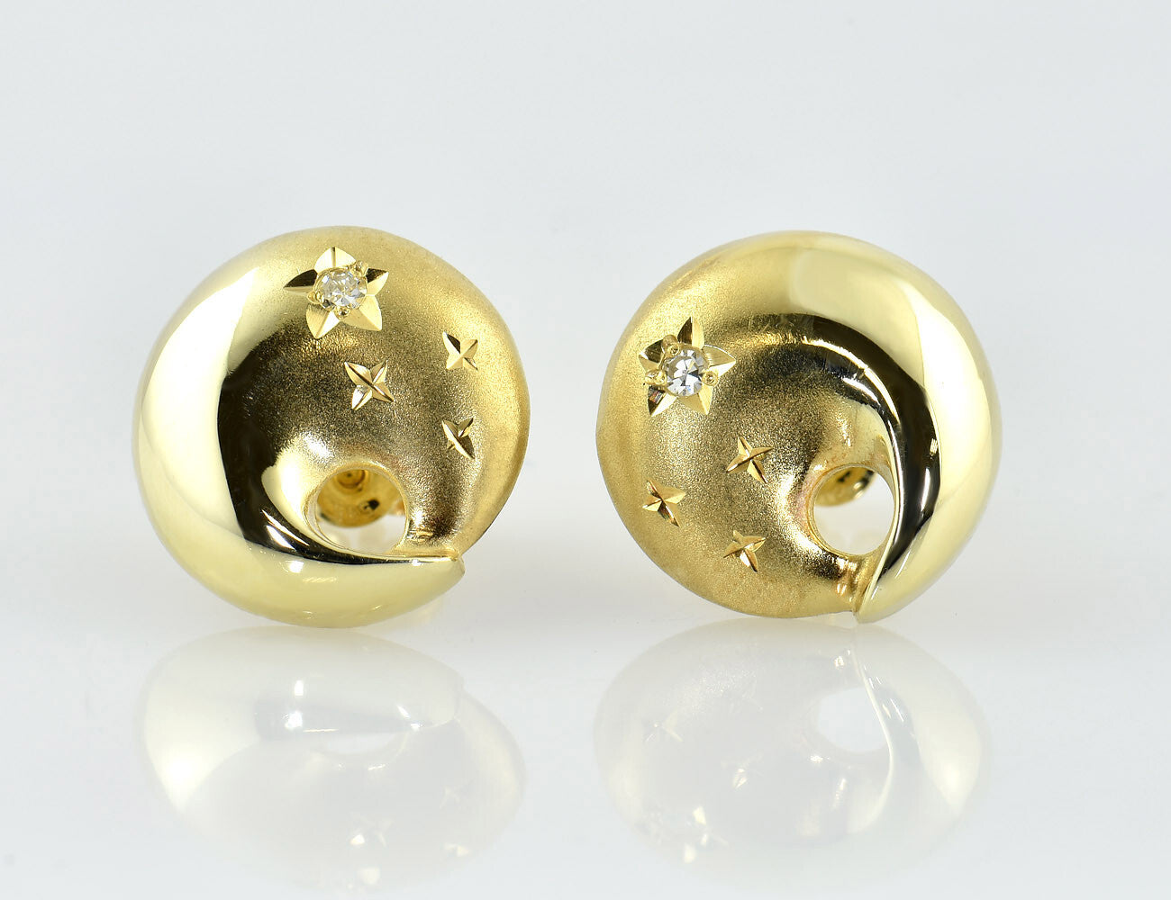 Ohrstecker 585/000 14 K Gelbgold, 2 Diamanten zus. 0,02 ct