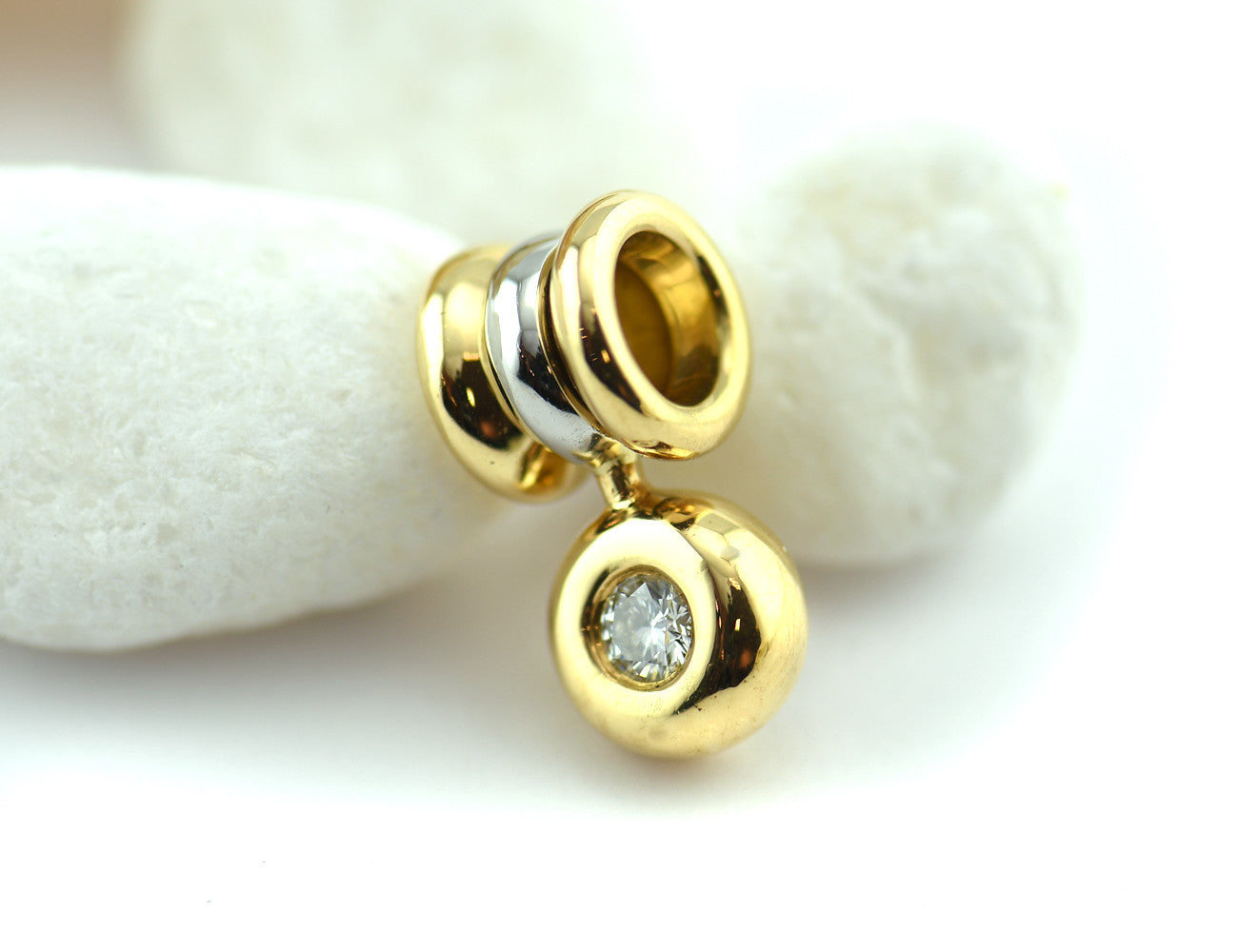 Diamant Solitär Anhänger 750 18 K Gelb/Weißgold Brillant 0,25 ct