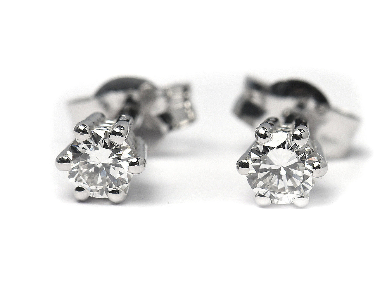 Solitär Brillant Ohrstecker Ohrringe 585 14K Weißgold, 2 Diamanten zus. 0,342 ct