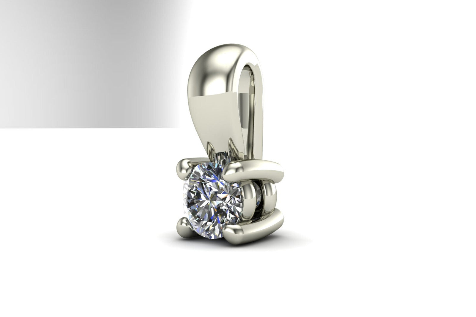 Diamant Solitär Anhänger 585/000 14 K Weißgold 1 Brillant  0,095 ct