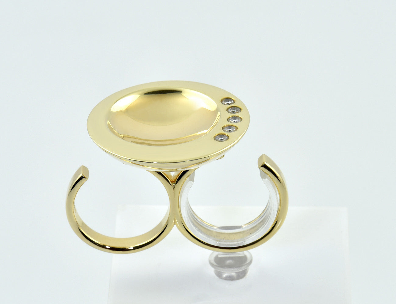 Diamant Ring Zweifingerring 585/000 14 K Gelbgold 5 Brillanten zus. 0,25 ct