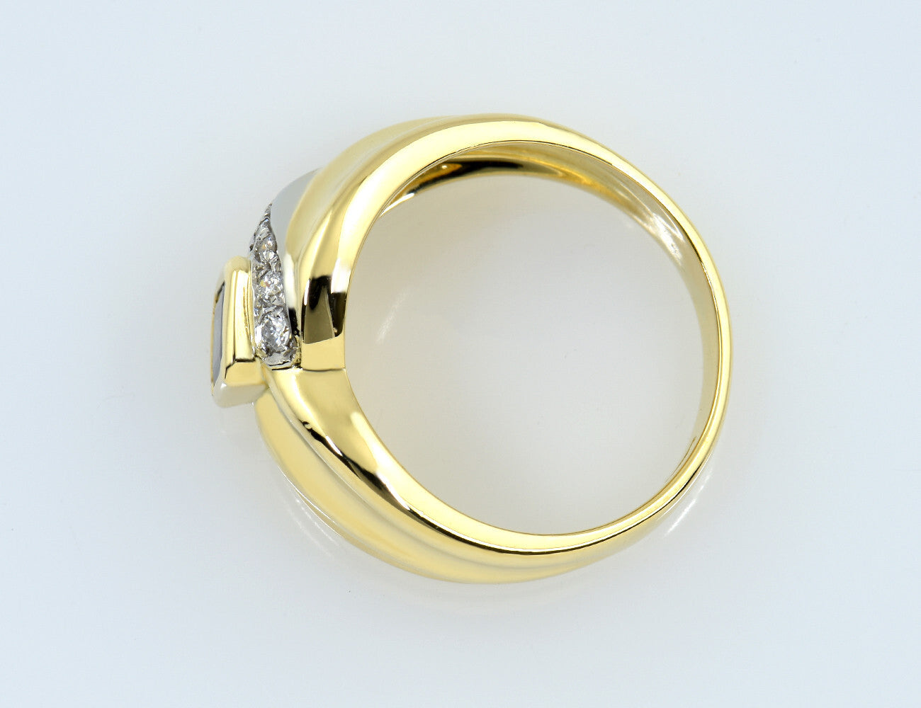 Saphir Diamant Ring 750/000 18 K Gelbgold 5 Brillanten zus. 0,08 ct