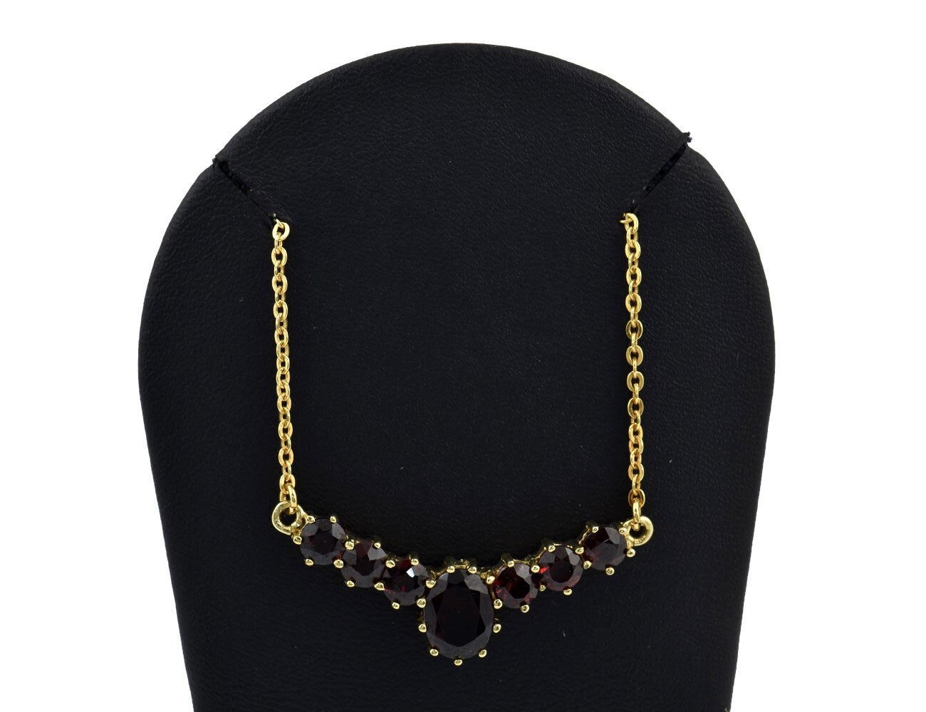 Kette Granat 333/000 8 K Gelbgold Collier, 40 cm lang