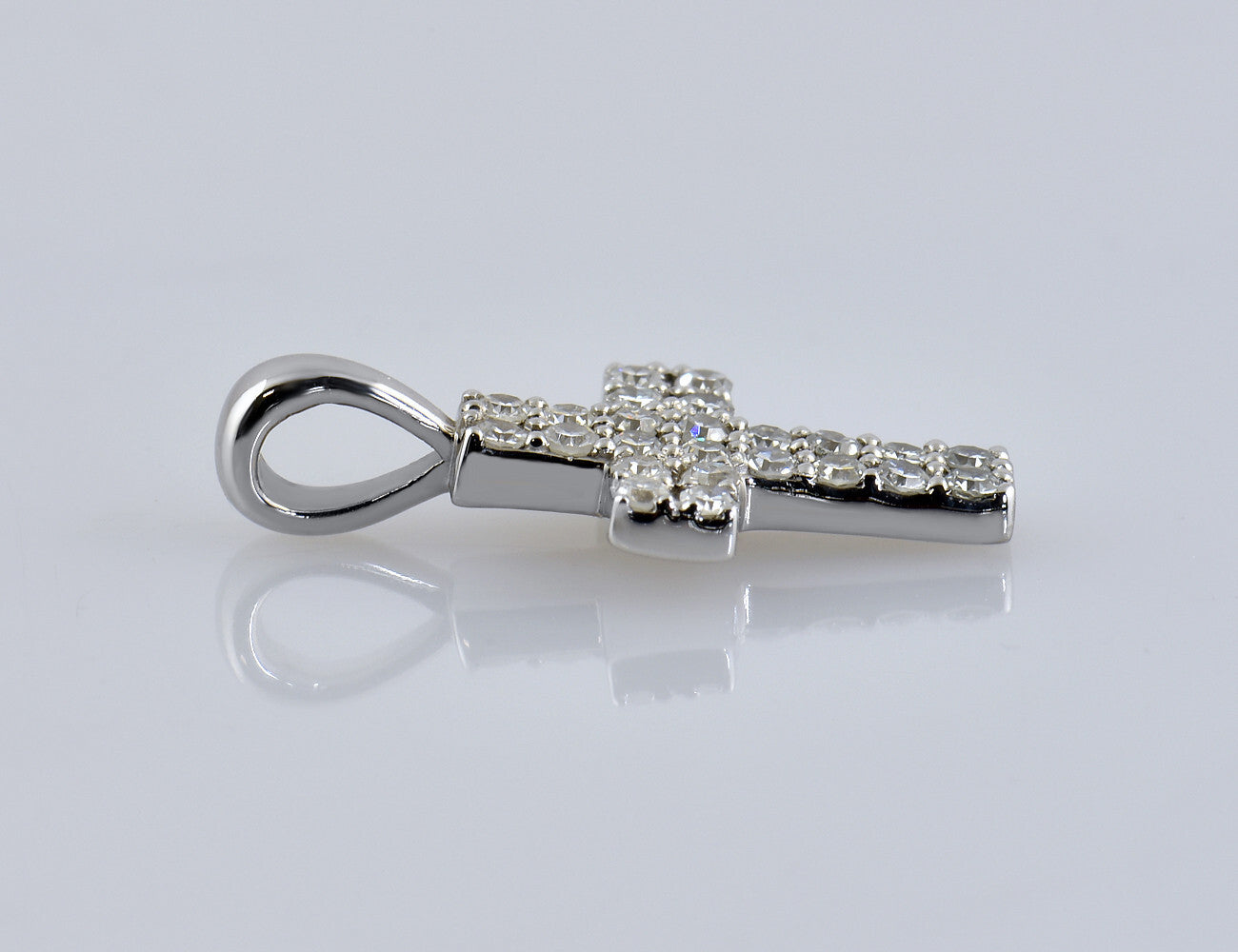 Anhänger Kreuz Diamant 585/000 14 K Weißgold 24 Brillanten zus. 0,24 ct