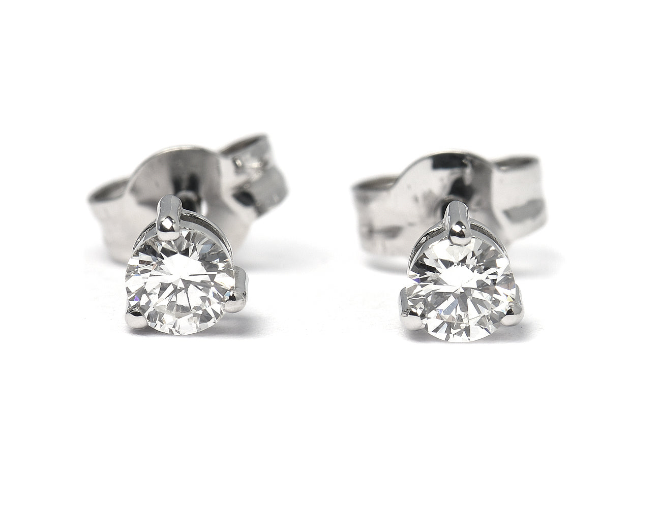 Solitär Brillant Ohrstecker Ohrringe 585 14K Weißgold, 2 Diamanten zus. 0,331 ct