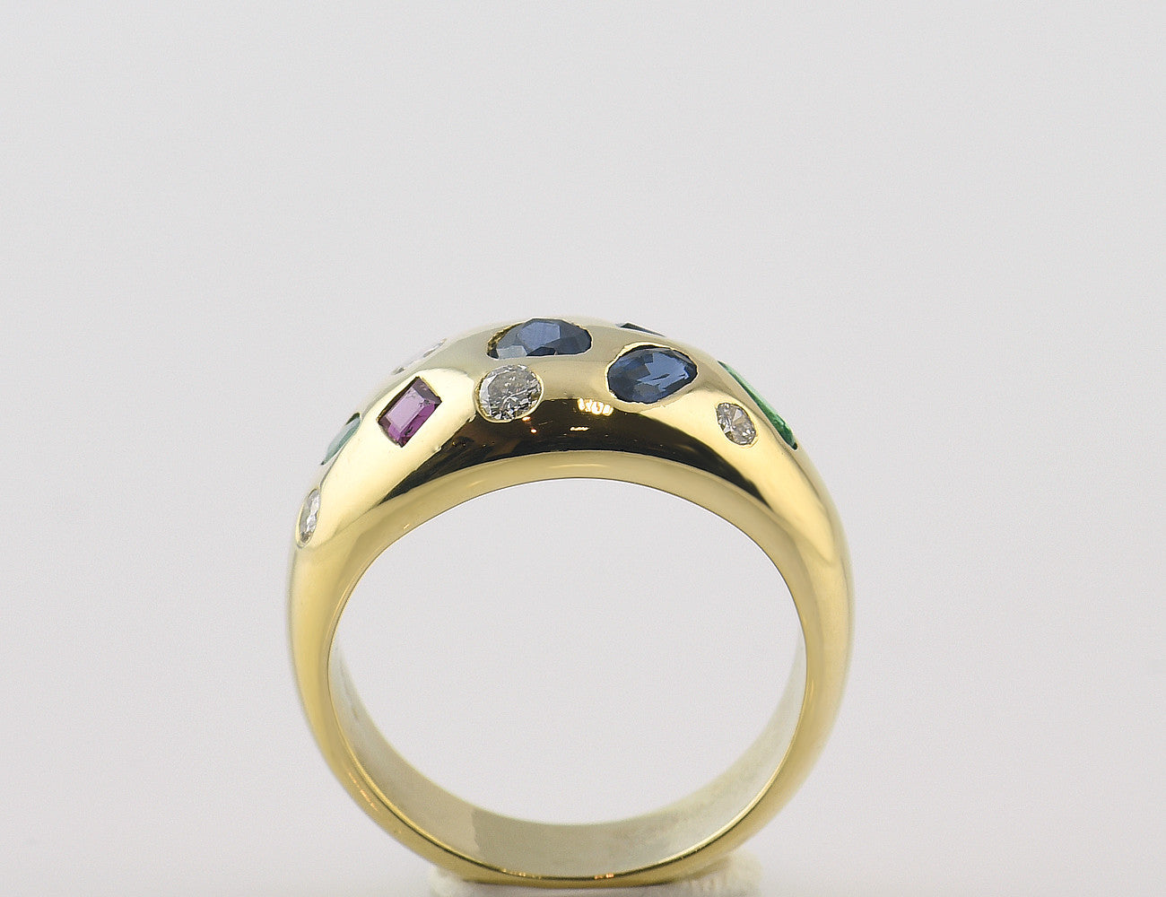 Ring, Dia, Saphir, Rubin, Smaragd 585 14 K Gelbgold 4 Brillanten zus. 0,24 ct