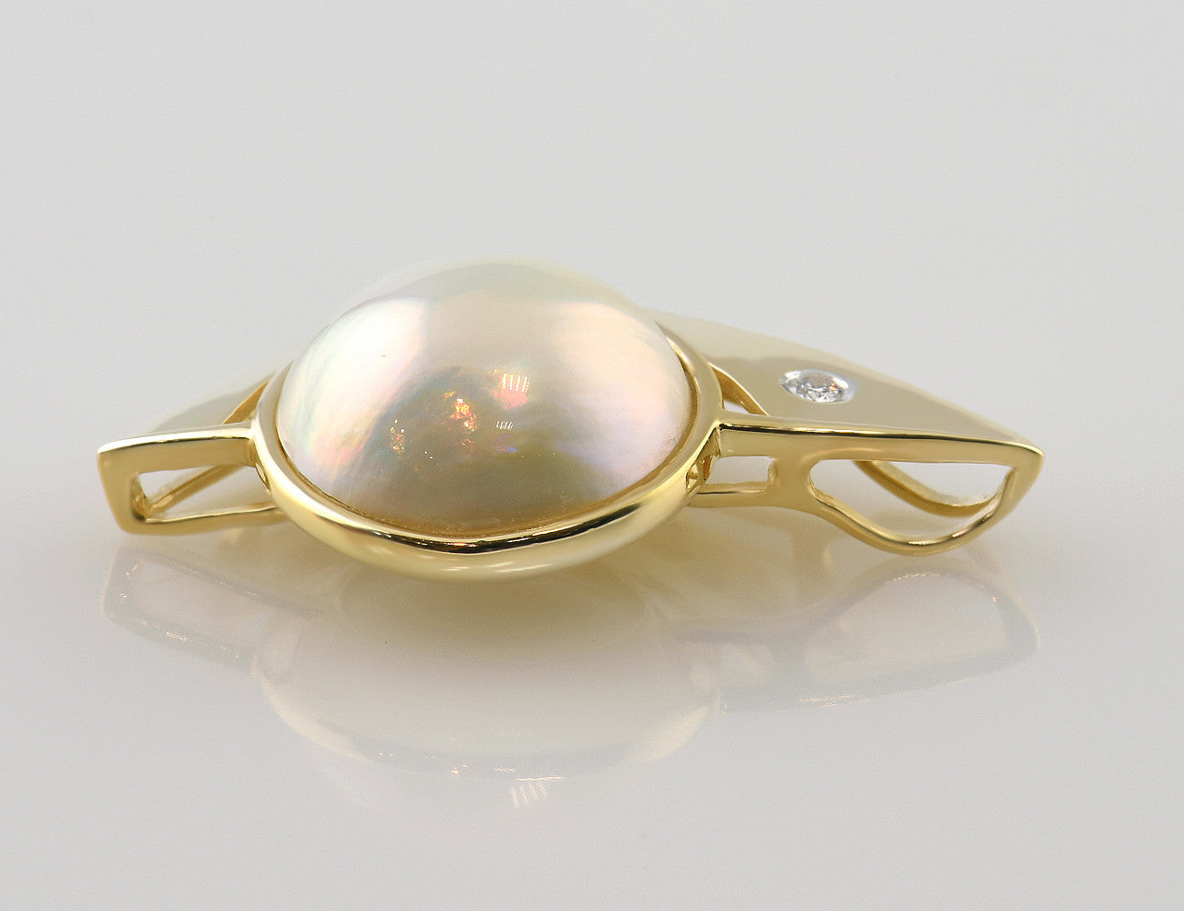 Anhänger Mabe´perle 585 14 K Gelbgold Brillant 0,04 ct