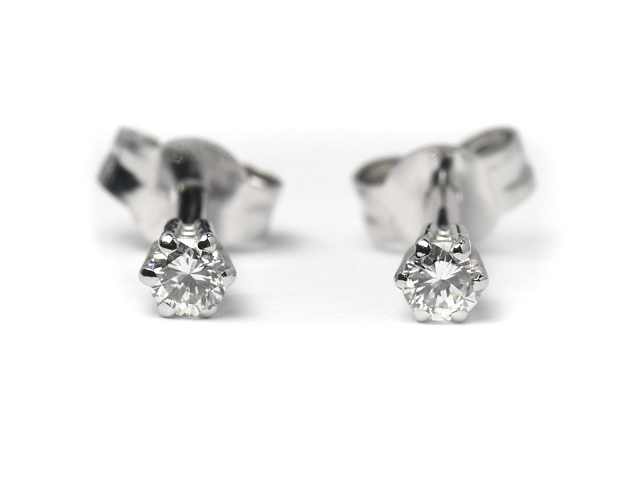 Solitär Brillant Ohrstecker Ohrringe 585 14K Weißgold, 2 Diamanten zus. 0,176 ct