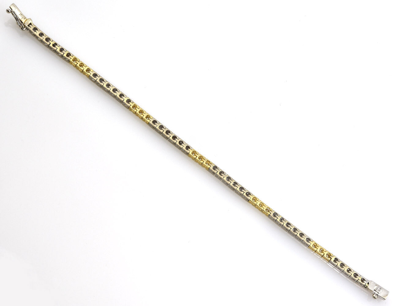 Armband 585/000 14 K Weiß-Gelbgold 15 Brillanten zus. 0,30 ct 18 cm lang
