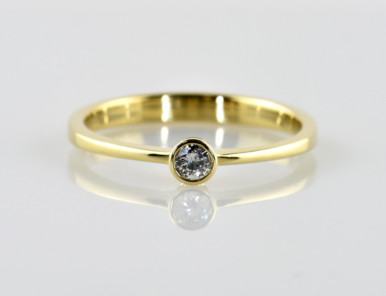 Solitär Diamant Ring 585/000 14 K Gelbgold Brillant 0,17 ct