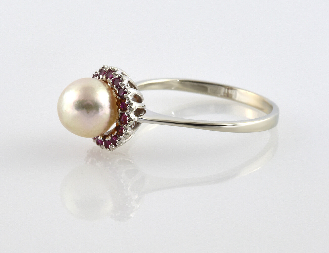 Ring Akoyaperle Rubin 585/000 14 K Weißgold