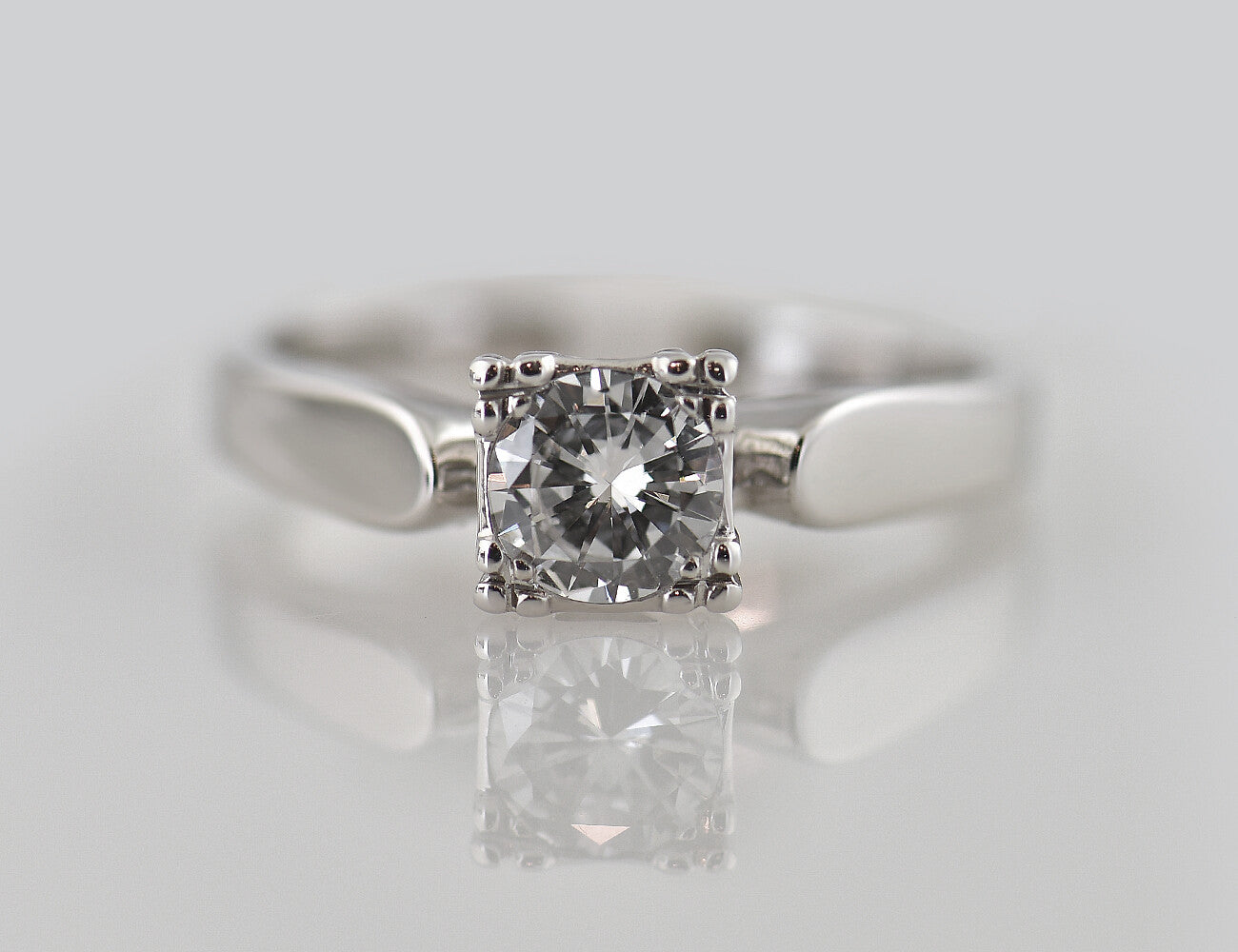 Diamant Ring Solitär 585/000 14 K Weißgold  Brillant 0,58 ct