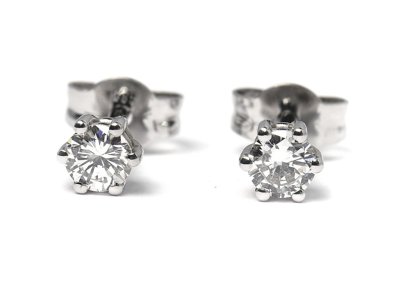 Solitär Brillant Ohrstecker Ohrringe 585 14K Weißgold, 2 Diamanten zus. 0,358 ct