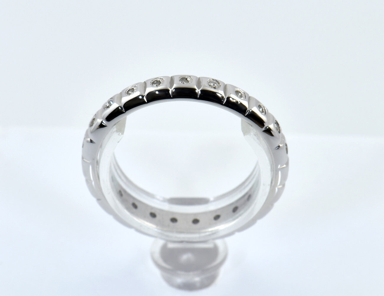 Memoire Diamant Ring 585/000 14 K Weißgold 23 Diamanten zus. 0,11 ct