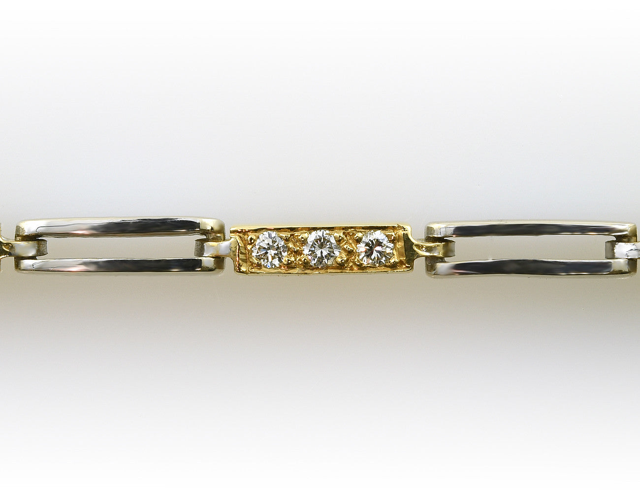 Armband 18 cm 750/000 18 K Weißgold/Gelbgold 30 Diamanten zus. 0,30 ct