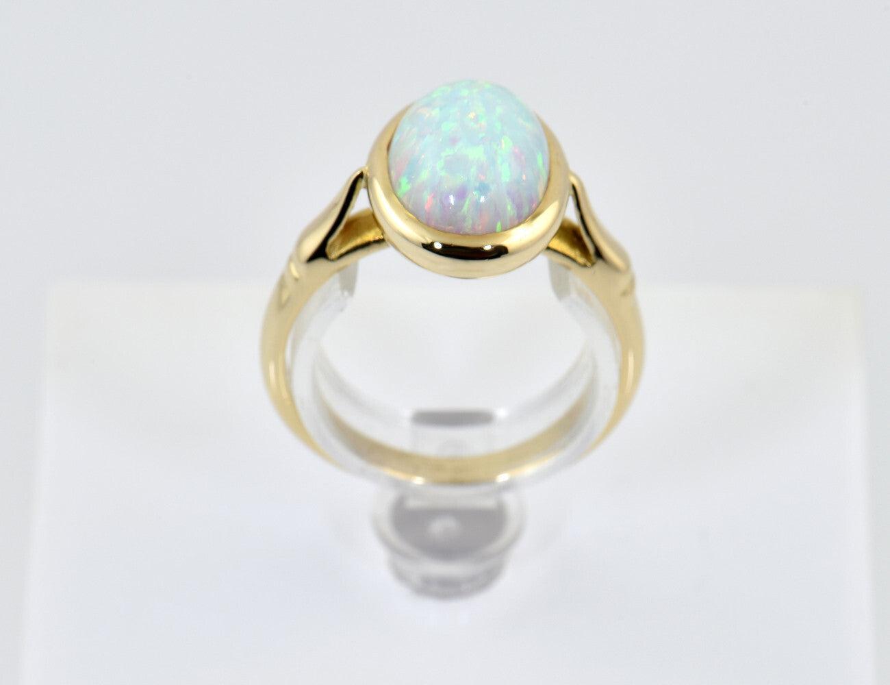 Ring Opal Synthese 585/000 14 K Gelbgold