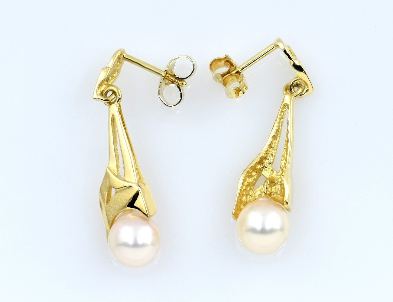 Ohrstecker/Hänger 585/000 14 K Gelbgold Akoya Perle 2 Diamanten zus. 0,01 ct