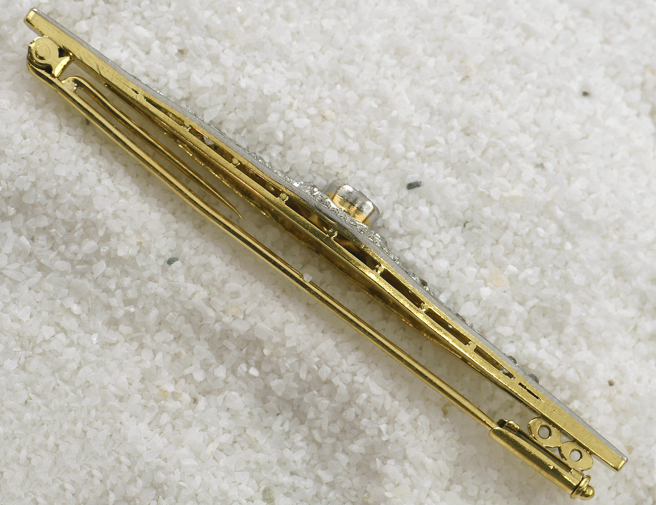 Brosche 585 14 K Gelbgold mit 12 Diamanten zus. 0,40 ct