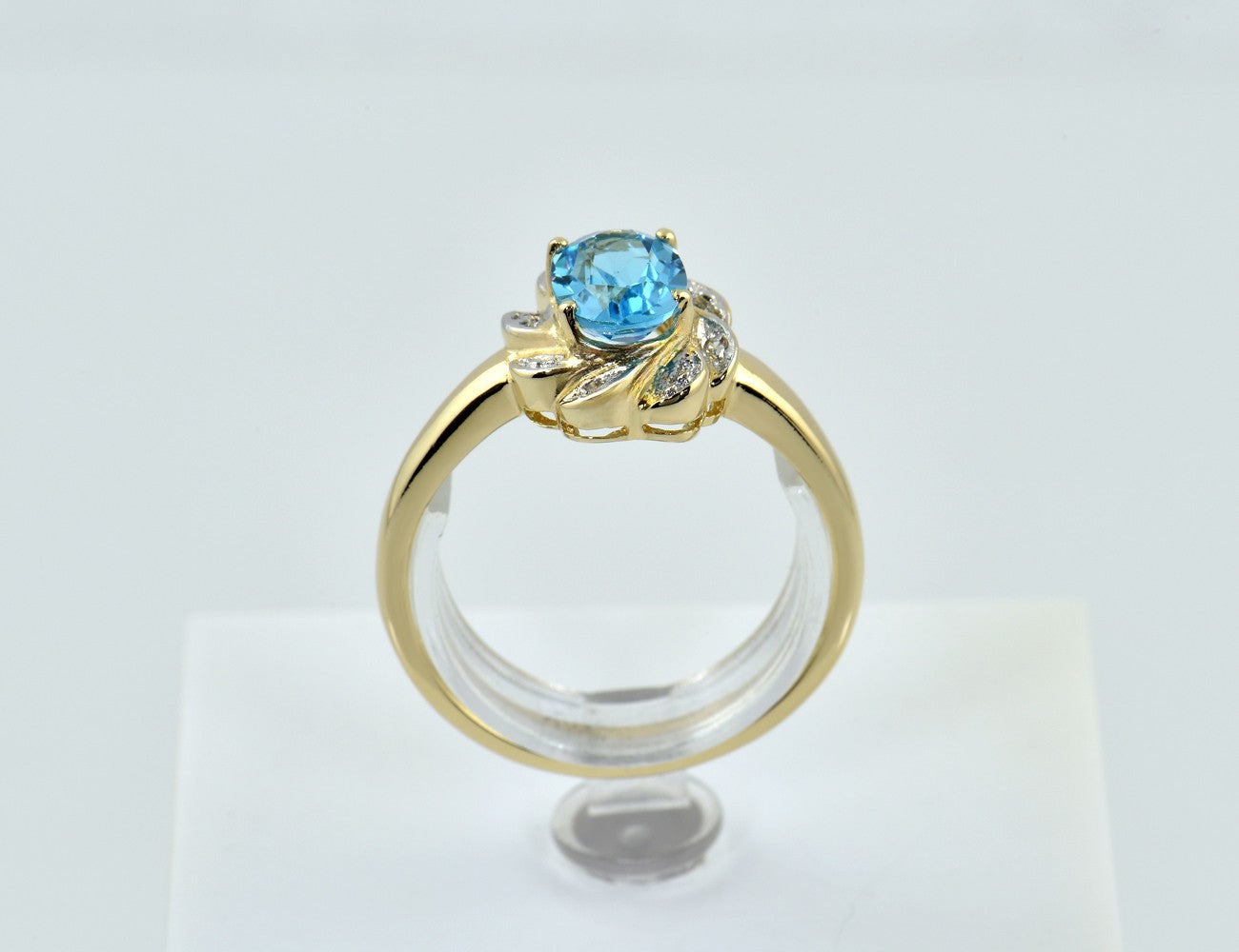Ring Topas Diamant 585/000 14 K Gelbgold, 4 Diamanten zus. 0,03 ct