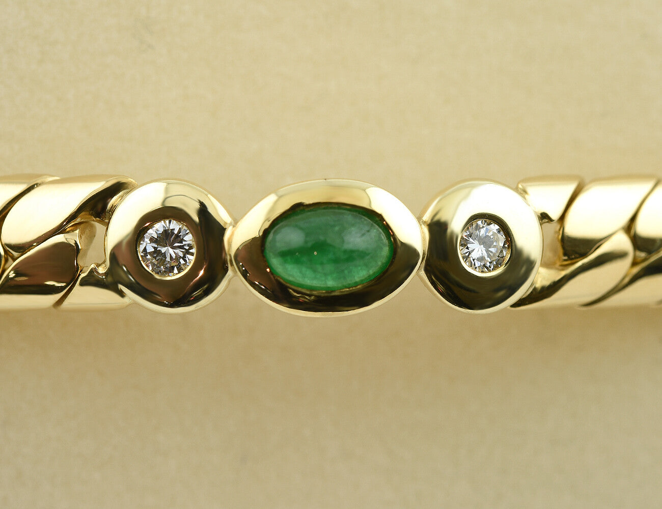 Armband Smaragd 18,5 cm 750 18 K Gelbgold 6 Diamanten zus. 0,40 ct