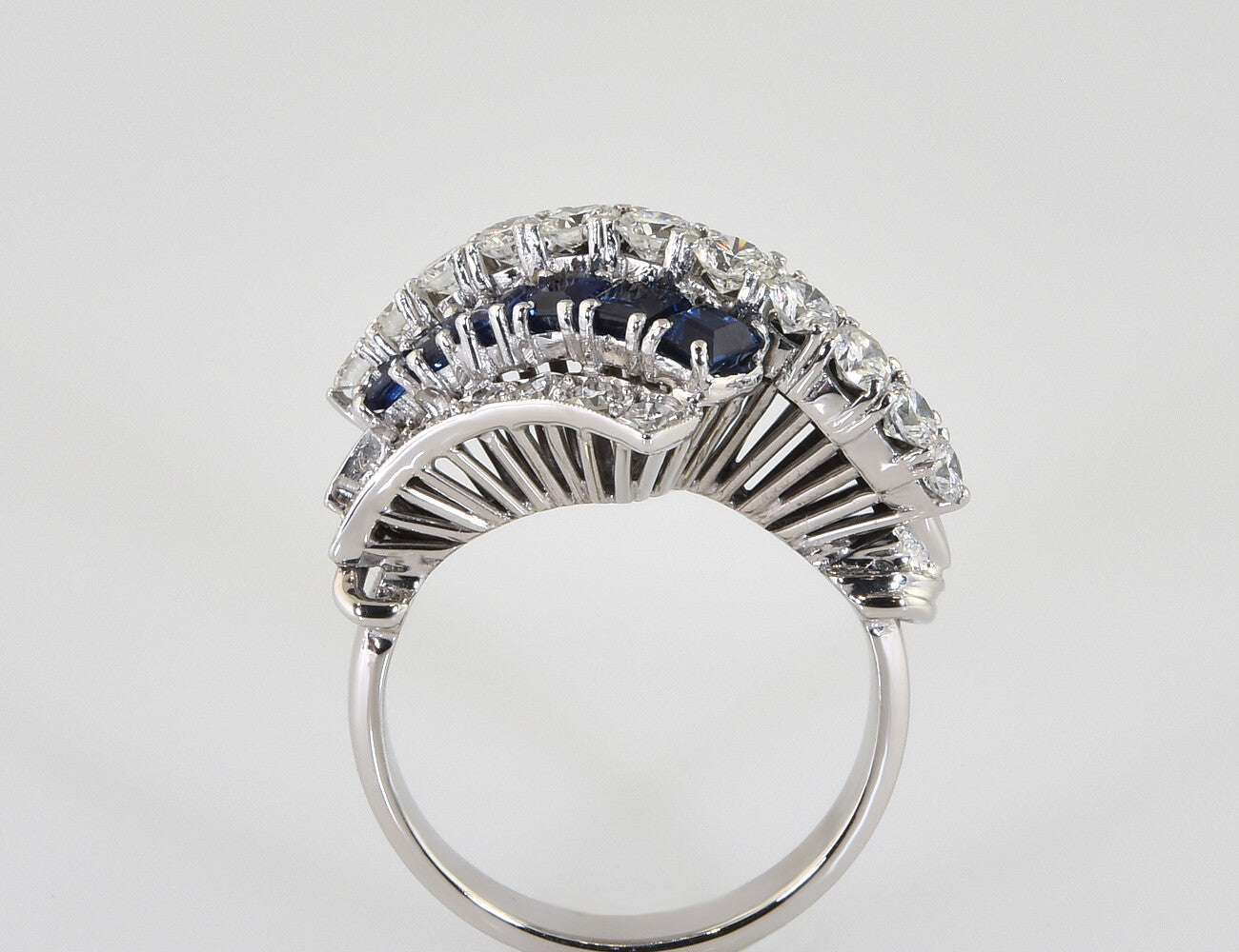 Saphir Diamant Ring 585/000 14 K Weißgold 25 Diamanten zus. 1,10 ct
