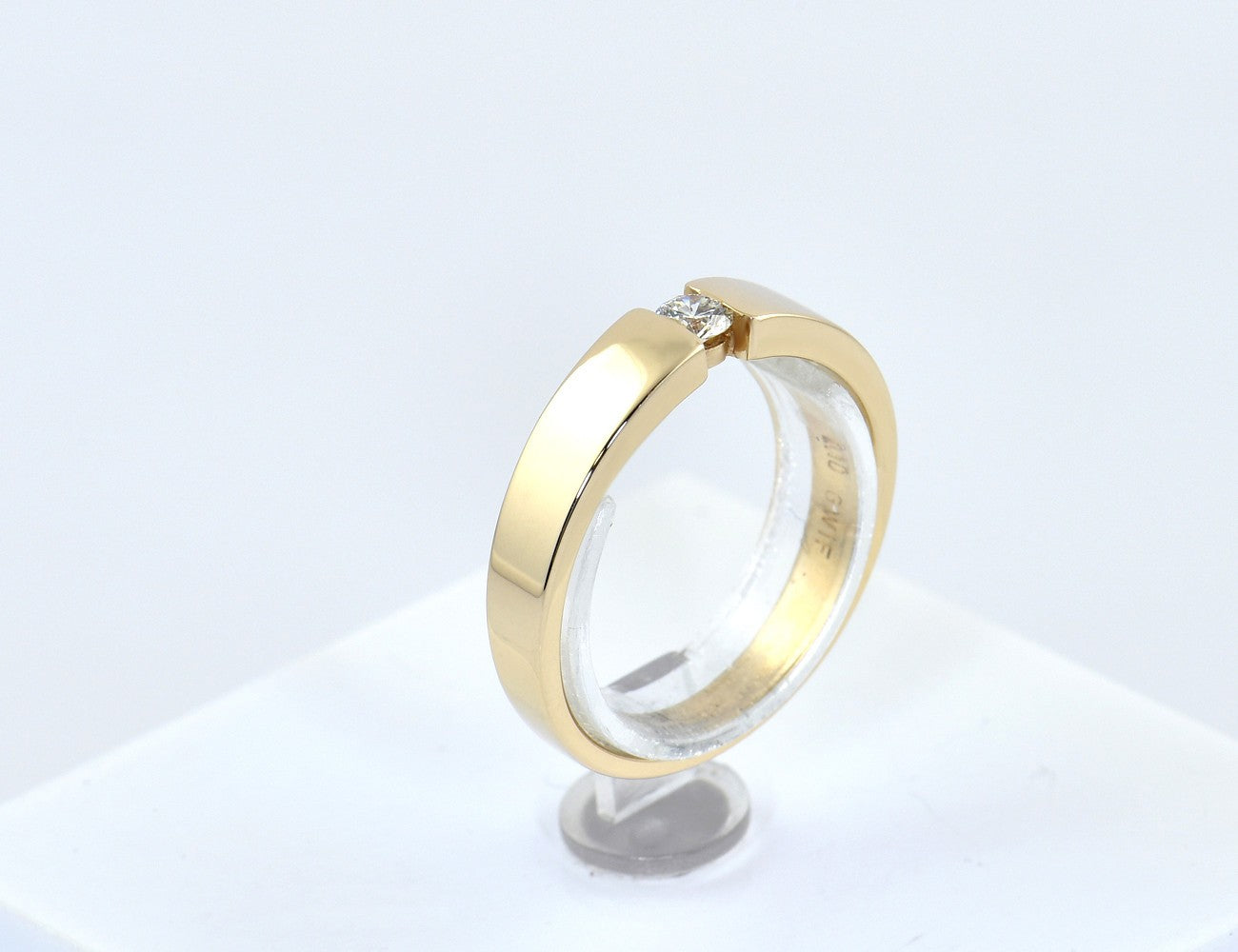 Diamant Solitär Ring 585/000 Gelbgold 14 K Brillant 0,10 ct