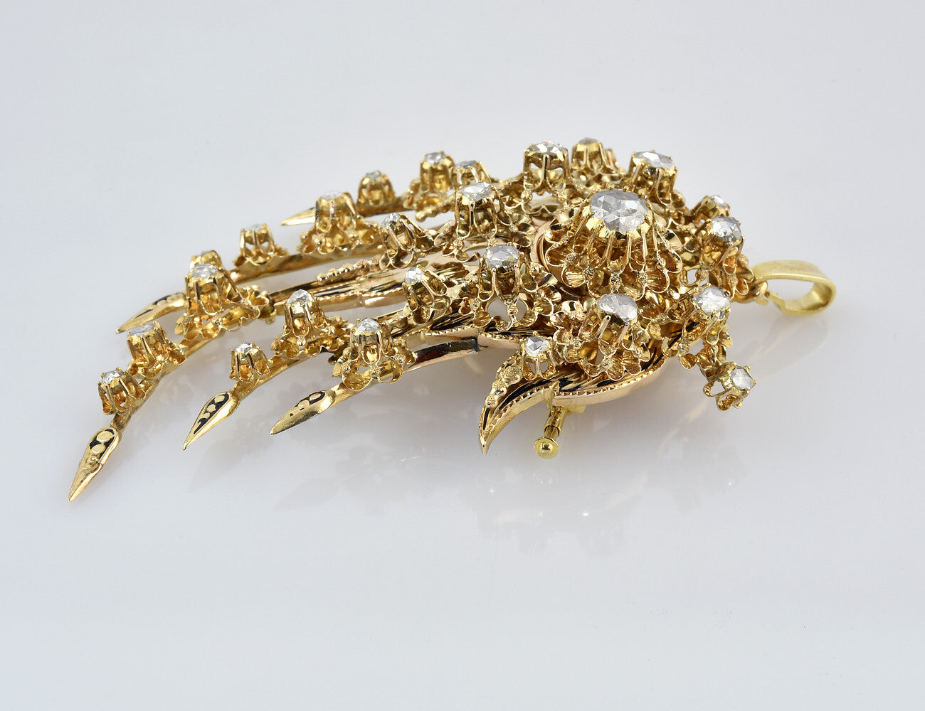 Antiker Anhänger ca. 1805-1830, 585/000 14 K Gelbgold 25 Diamanten zus. 1,75 ct