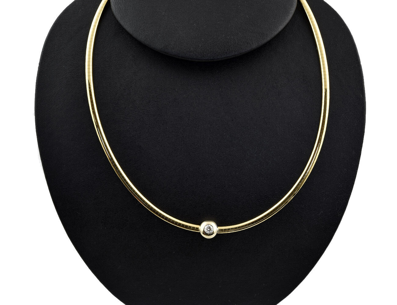 Halsreif Omegareif flach 585/000 14 K Gelbgold 1 Brillanten 0,40 ct