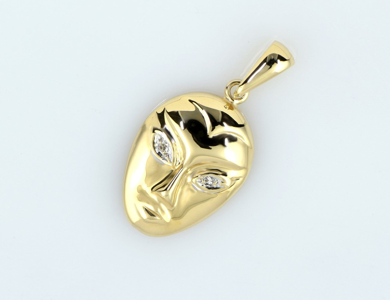 Anhänger Maske Diamant  585/000 14 K Gelbgold 2 Diamanten zus. 0,01 ct