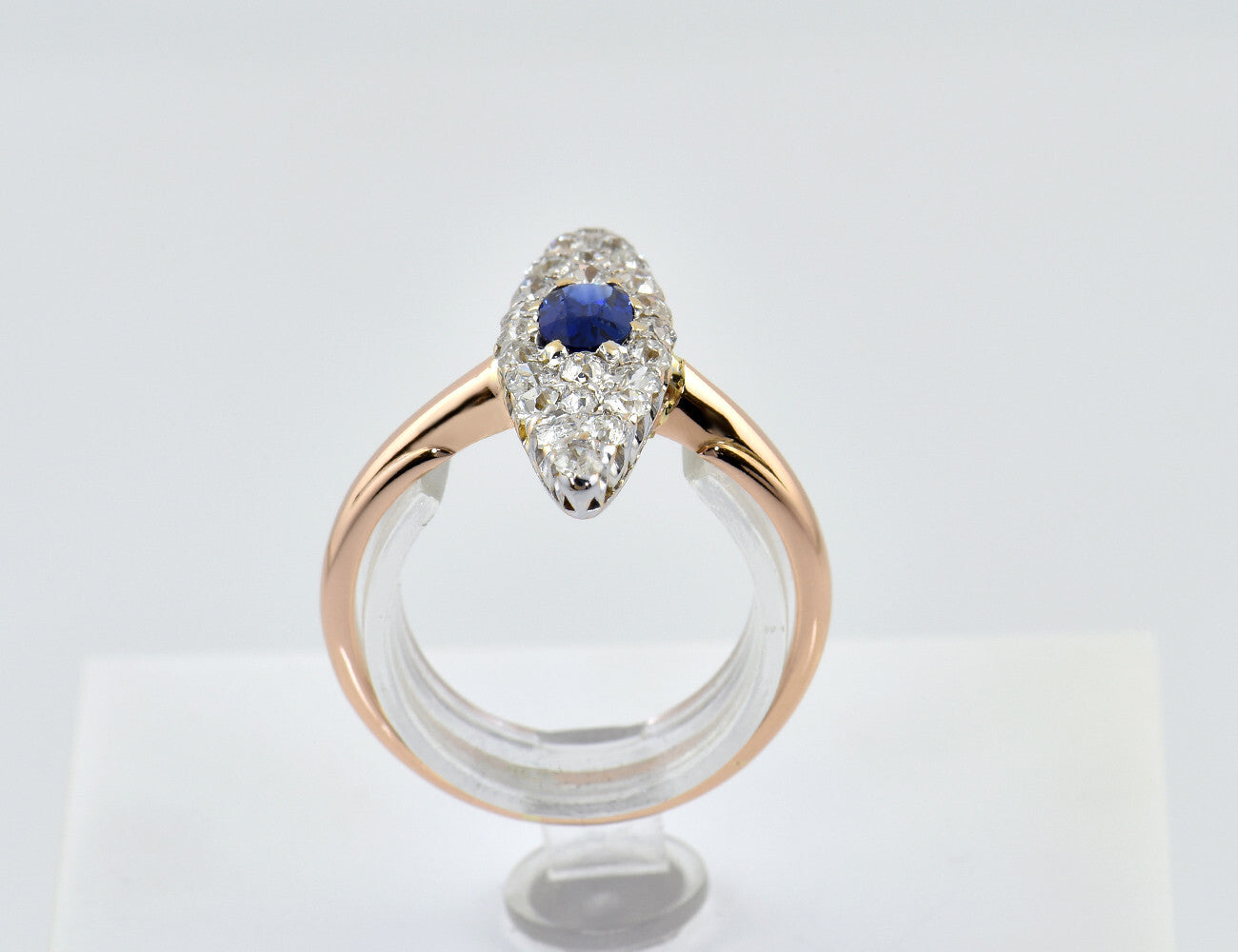 Saphir Diamant Ring 585/000 14 K Rotgold 23 Diamanten zus. 0,60 ct