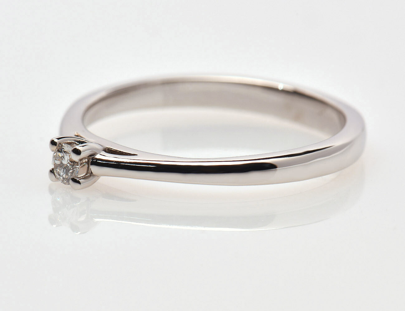 Solitär Diamant Ring 585/000 14 K Weißgold Brillant 0,08 ct