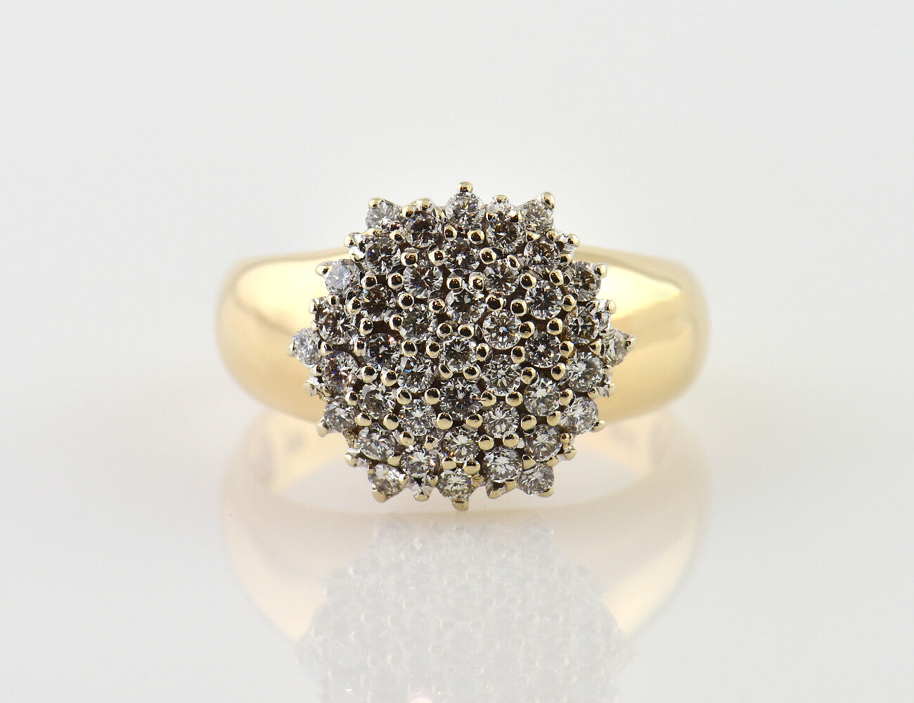 Diamant Ring 585/000 14 K Gelbgold 43 Brillanten zus. 0,89 ct