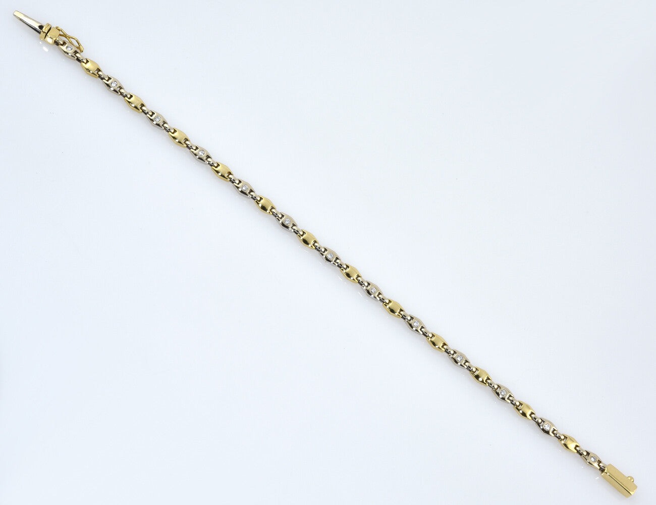 Armband 20,5 cm 750/000 18 K Weißgold/Gelbgold 13 Diamanten zus. 0,20 ct