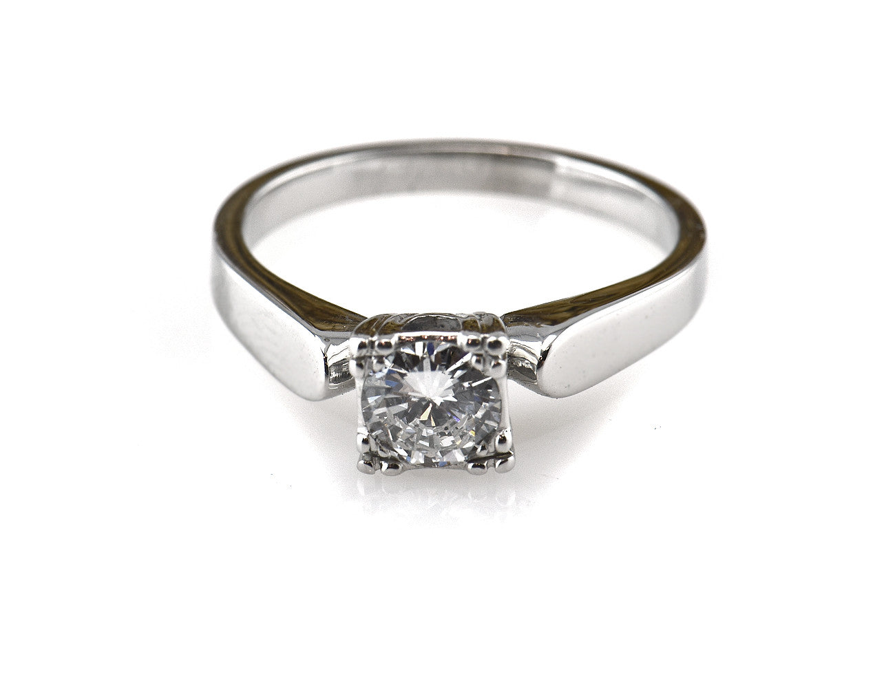 Diamond ring solitaire 585/000 14 K white gold brilliant 0.58 ct