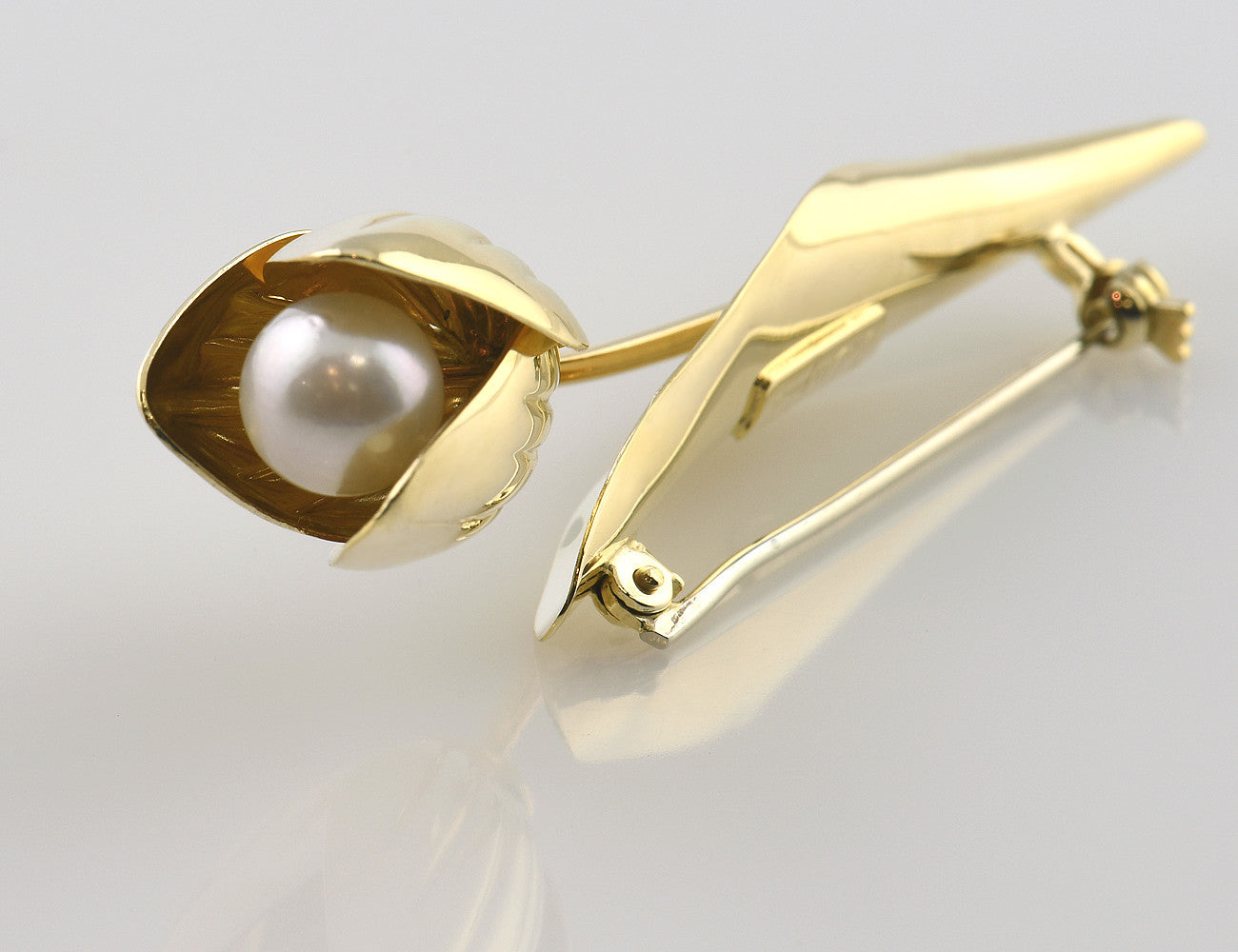 Brosche Perle 585/000 14 K Gelbgold