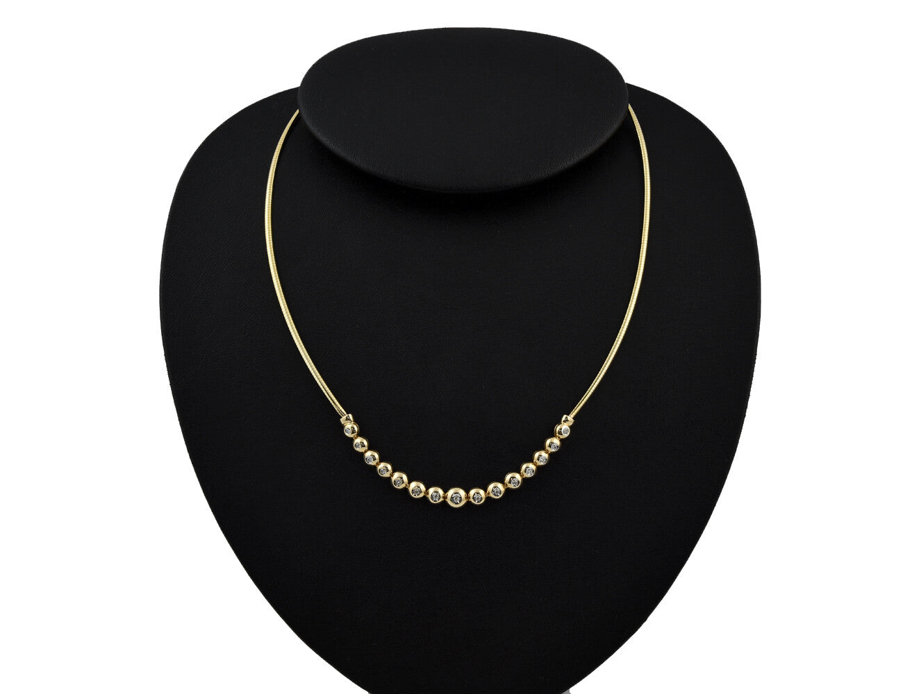 Kette 585/000 14 K Gelbgold Collier 15 Brillanten zus. 0,15 ct, 41 cm lang