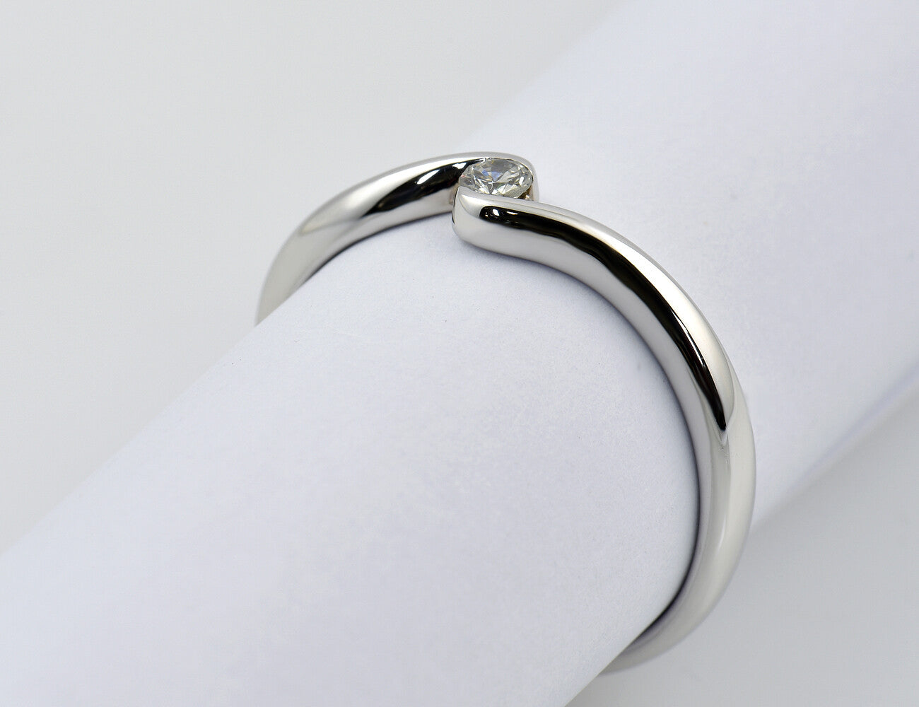 Solitär Diamant Ring 585/000 14 K Weißgold Brillant 0,08 ct