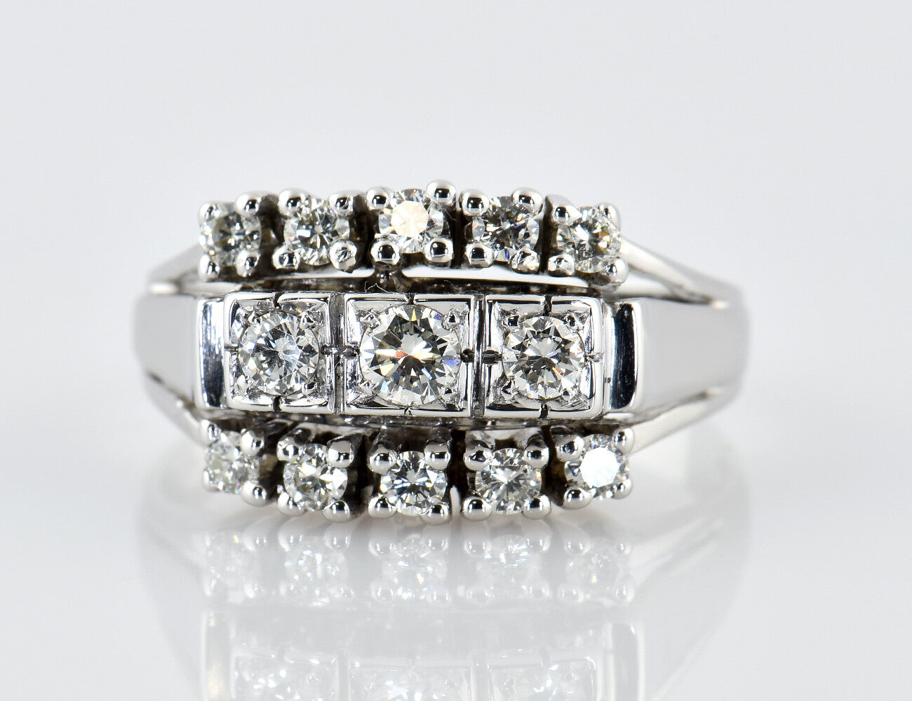 Diamant Ring 585/000 14 K Weißgold 13 Diamanten zus. 0,50 ct